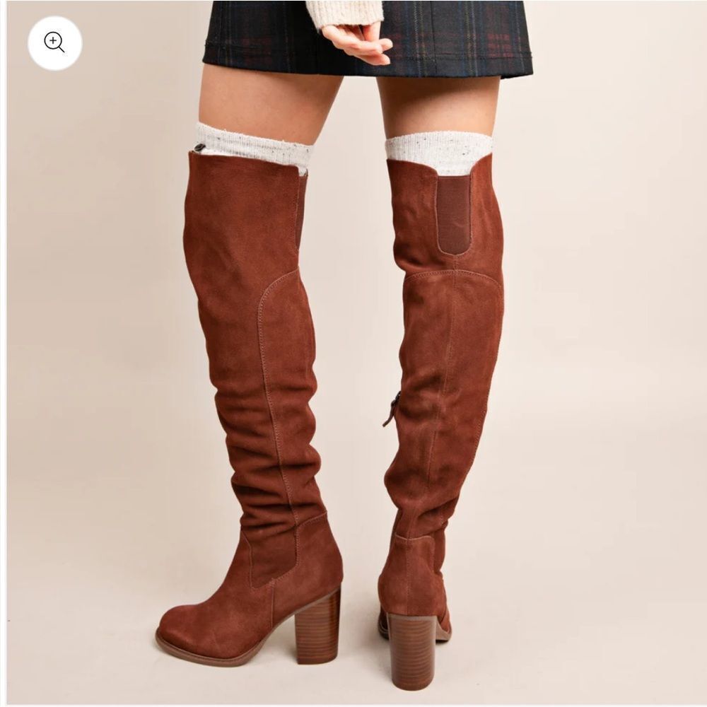 Anthropologie x Kelsi Dagger Logan Over-The-Knee Boots Brown Suede US 7.5 Wide